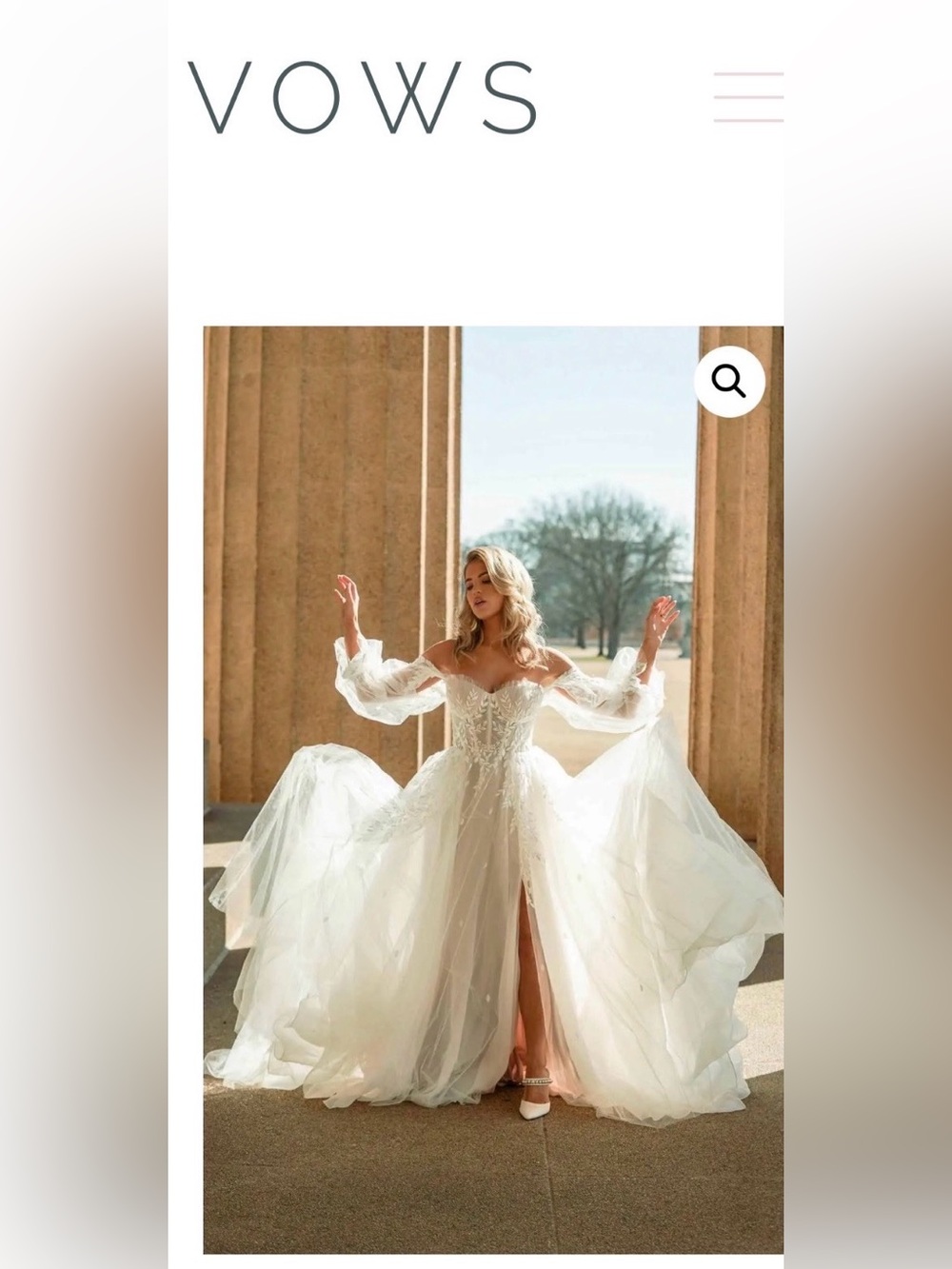 Vows Bridal Lace Tulle Wedding Dress Detachable Sleeves Strapless or Sleeved